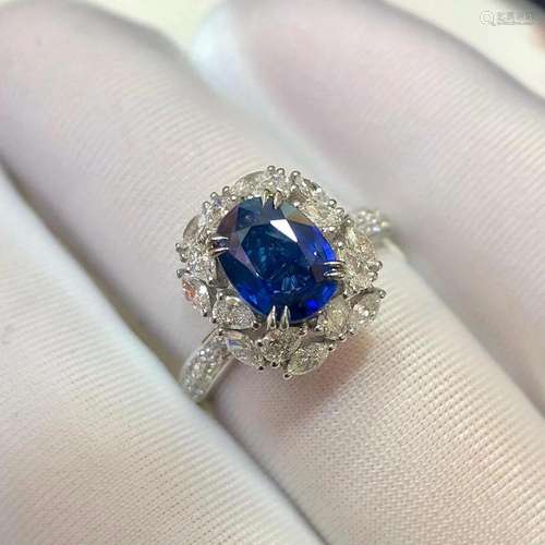 14K White Gold 2.173 CTW Sapphire & Diamond Ring