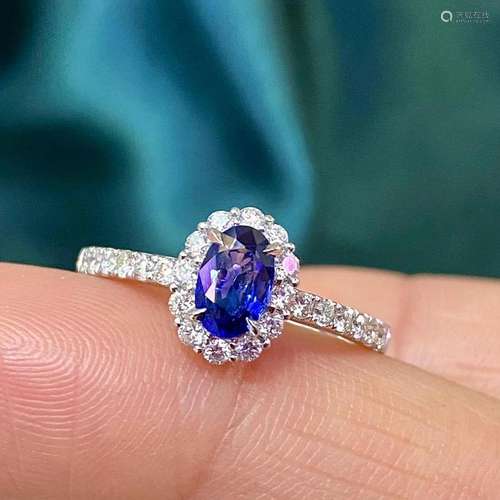 14K White Gold 0.96 CTW Sapphire & Diamond Ring