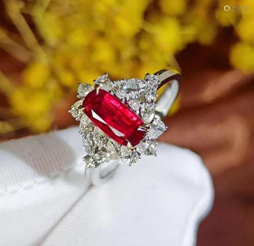 14K White Gold 1.596 CTW Ruby & Diamond Ring