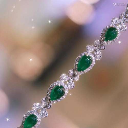 14K White Gold 3.05 CTW Emerald & Diamond Bracelet