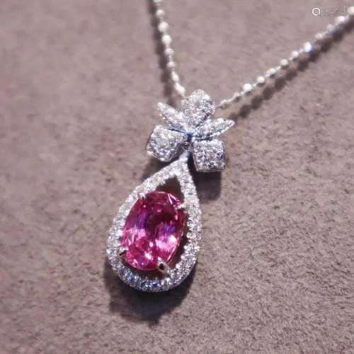 14K White Gold 1.47 CTW Sapphire & Diamond Pendant