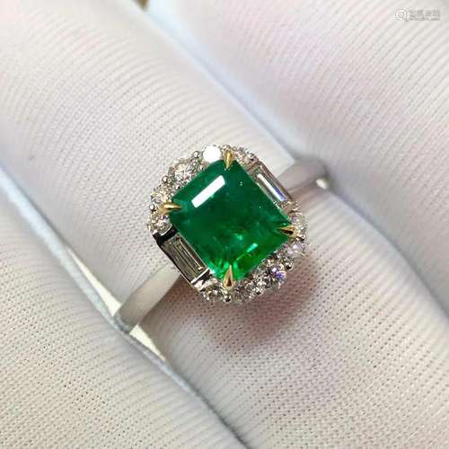 14K White Gold 1.442 CTW Emerald & Diamond Ring