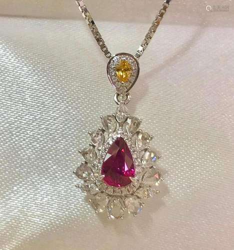 14K White Gold 1.31 CTW Ruby & Diamond Pendant