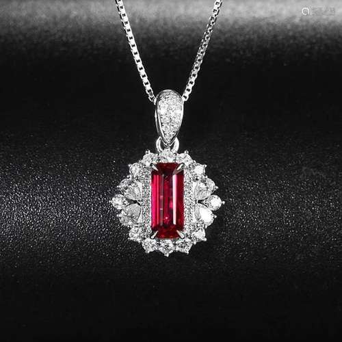 14K White Gold 1.042 CTW Ruby & Diamond Pendant