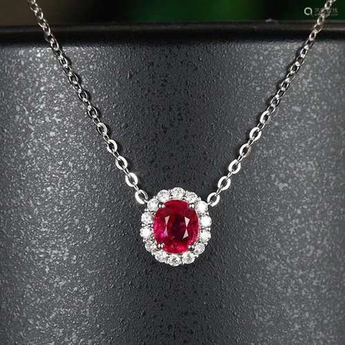 14K White Gold 0.84 CTW Ruby & Diamond Necklace