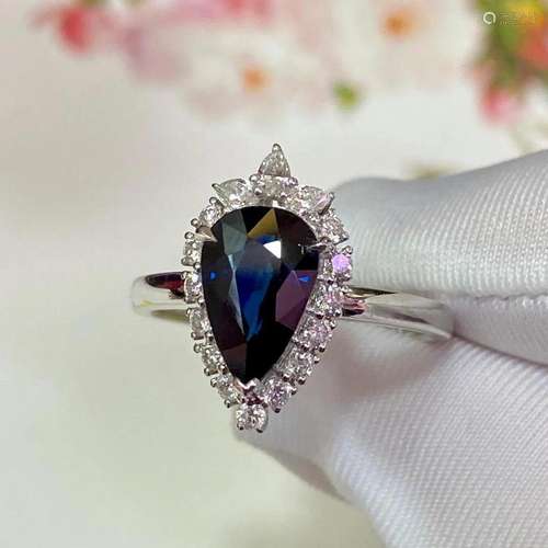 14K White Gold 2.314 CTW Sapphire & Diamond Ring