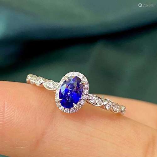 14K White Gold 0.734 CTW Sapphire & Diamond Ring