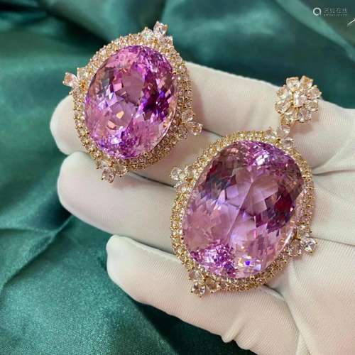 14K Rose Gold 63.41 CTW Kunzite & Sapphire Ring