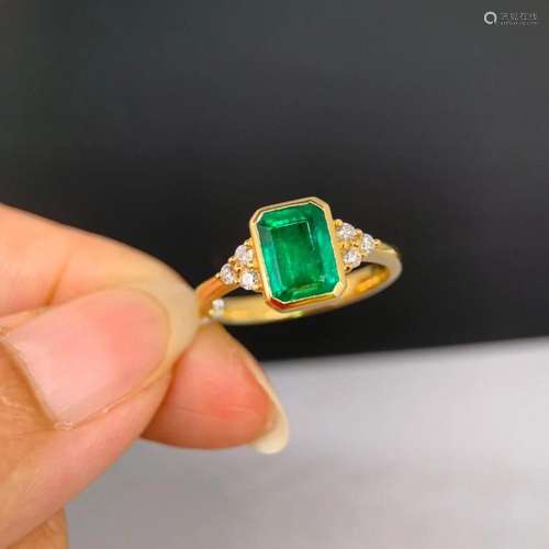 14K Yellow Gold 1.935 CTW Emerald & Diamond Ring