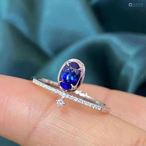 14K White Gold 0.678 CTW Sapphire & Diamond Ring