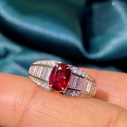 14K White Gold 1.613 CTW Ruby & Diamond Ring