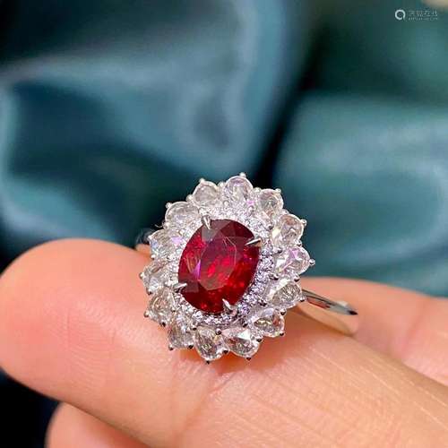 14K White Gold 1.529 CTW Ruby & Diamond Ring