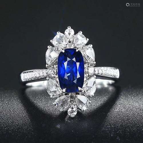 14K White Gold 1.95 CTW Natural Sapphire & Diamond Ring