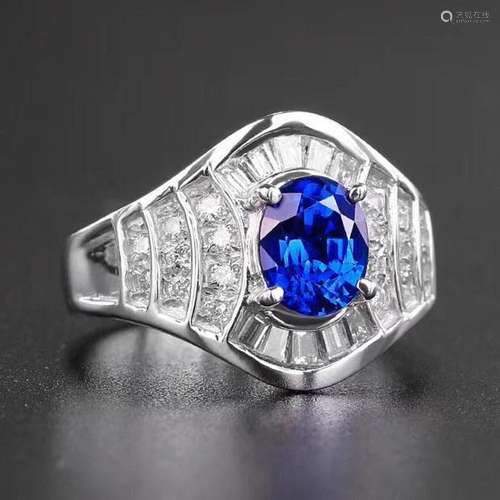 14K Gold 1.69 CTW Sapphire & Diamond Ring