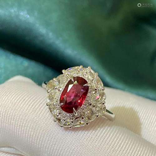 14K White Gold 1.996 CTW Ruby & Diamond Ring