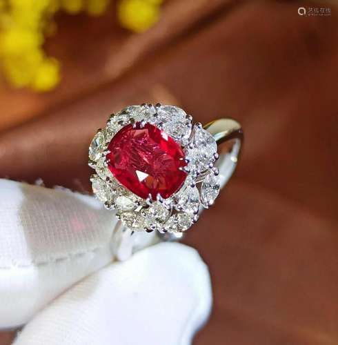 14K White Gold 2.079 CTW Ruby & Diamond Ring