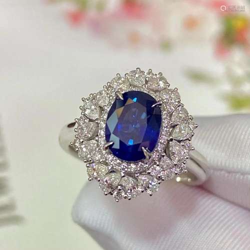 14K White Gold 2.79 CTW Sapphire & Diamond Ring