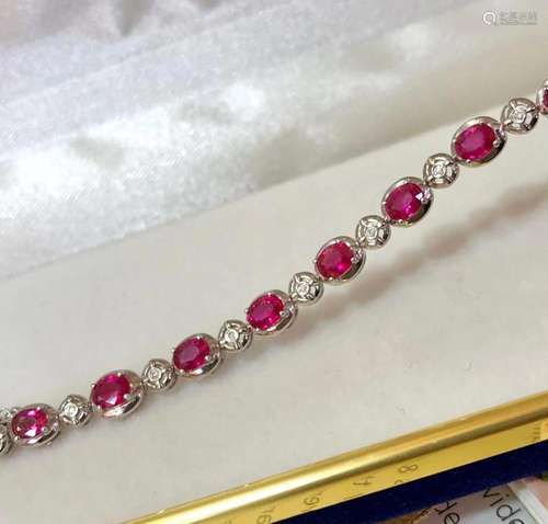 14K White Gold 2.04 CTW Ruby & Diamond Bracelet