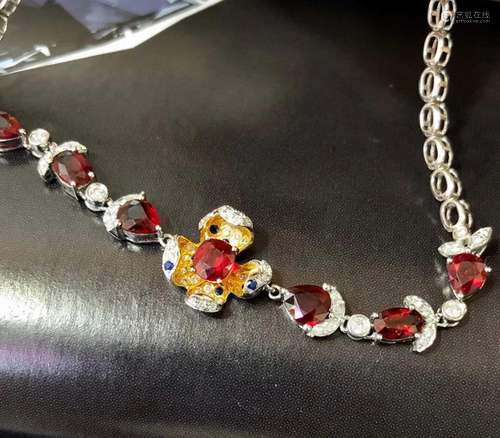 14K White Gold 2.32 CT Ruby & Ruby Bracelet