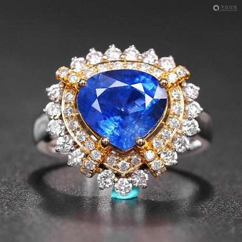 14K White Gold 4.94 CTW Sapphire & Diamond Ring