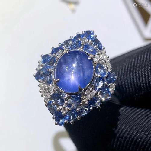 14K White Gold 3.5 CTW Sapphire & Diamond Ring