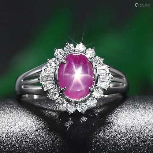 14K White Gold 3.039 CTW Ruby & Diamond Ring