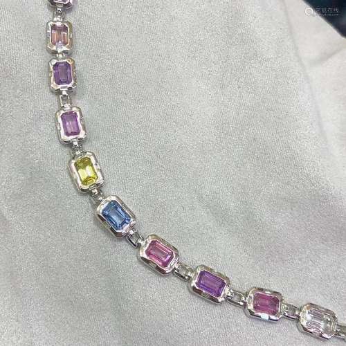 14K White Gold 6.89 CTW Sapphire & Diamond Bracelet