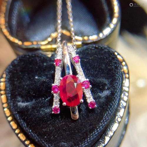 14K White Gold 0.83 CTW Ruby & Diamond Pendant