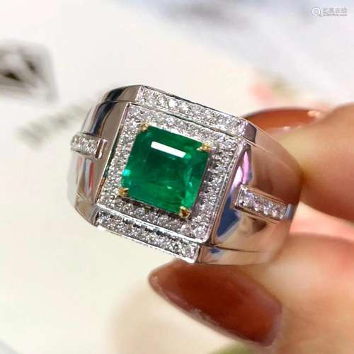 14K White Gold 1.43 CTW Emerald & Diamond Ring