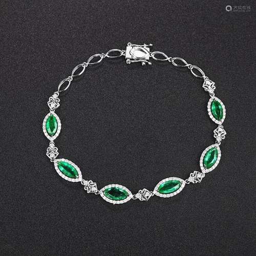 14K White Gold 2.935 CTW Emerald & Diamond Bracelet