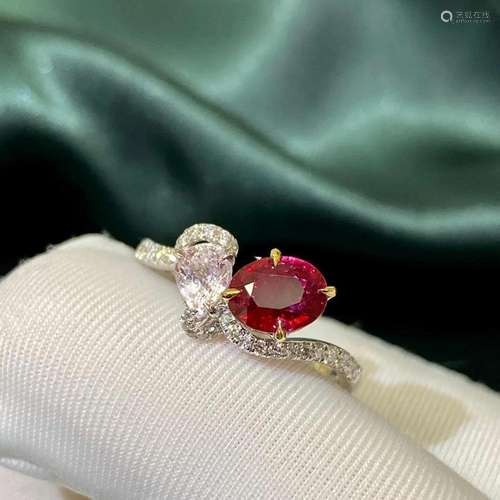 14K White Gold 1.215 CTW Ruby & Sapphire Ring