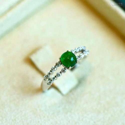 14K White Gold 0.96 CTW Emerald & Diamond Ring