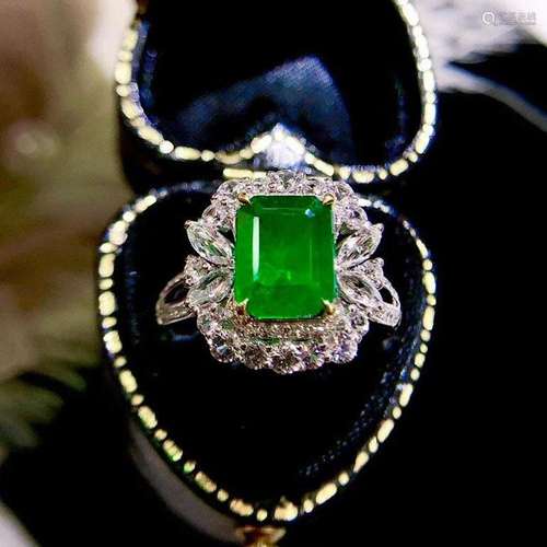 14K White Gold 2.36 CTW Emerald & Diamond Ring