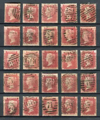 A collection of Great Britain 1864-79 1d red plates 71-224 u...