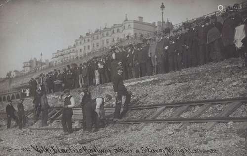 A group of 8 postcards of disasters and extreme weather in t...