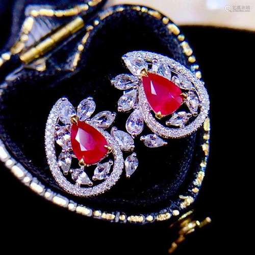 14K White Gold 1.59 CTW Ruby & Diamond Earrings