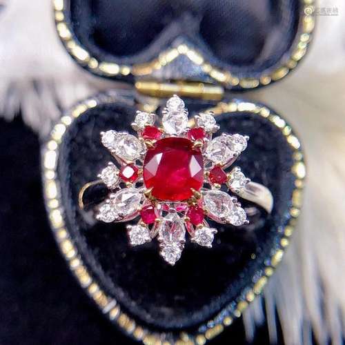 14K White Gold 1.58 CTW Red Diamond Ring