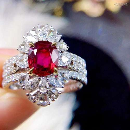 14K White Gold 2.49 CTW Ruby & Diamond Ring