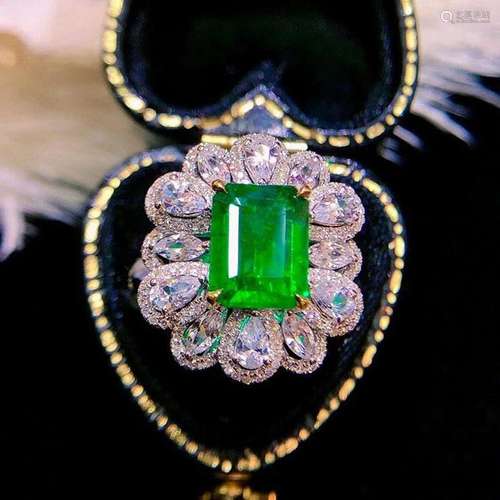 14K White Gold 3.38 CTW Emerald & Diamond Pendant