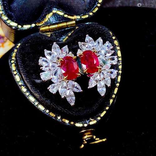 14K White Gold 1.39 CTW Ruby & Diamond Earrings