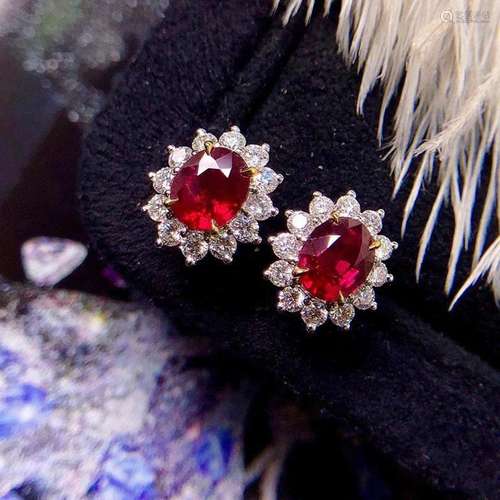 14K Gold 2.72 CTW Ruby & Diamond Earrings