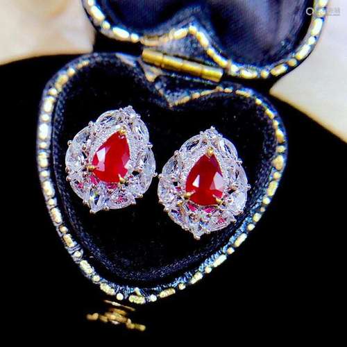 14K White Gold 1.22 CTW Ruby & Diamond Earrings