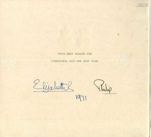 AUTOGRAPHS, QUEEN ELIZABETH II & PRINCE PHILIP. Two Chri...