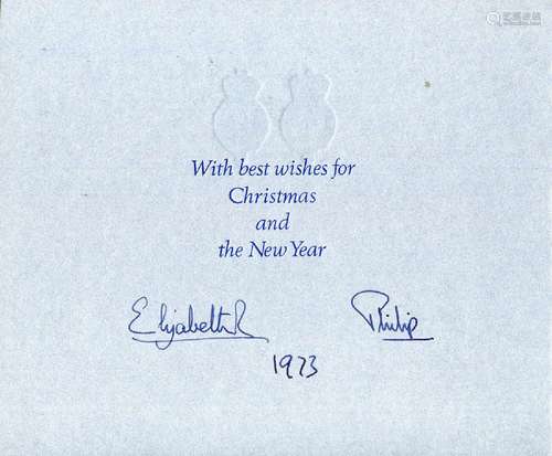 AUTOGRAPHS, QUEEN ELIZABETH II & PRINCE PHILIP. Two Chri...