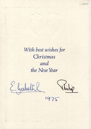 AUTOGRAPHS, QUEEN ELIZABETH II & PRINCE PHILIP. A Christ...