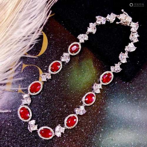 14K White Gold 6.02 CTW Ruby & Diamond Bracelet