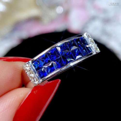 14K White Gold 3.38 CTW Sapphire & Diamond Ring