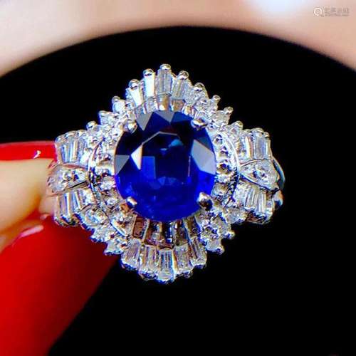 14K White Gold 2.67 CTW Sapphire & Diamond Ring