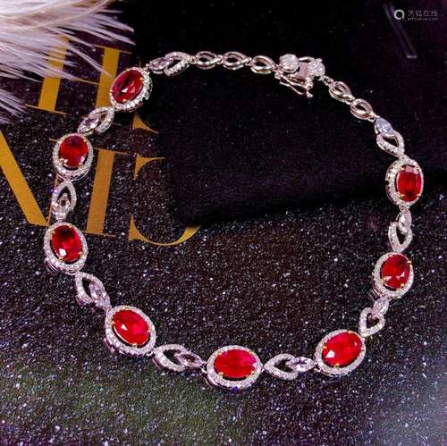 14K White Gold 5.87 CTW Ruby & Diamond Bracelet