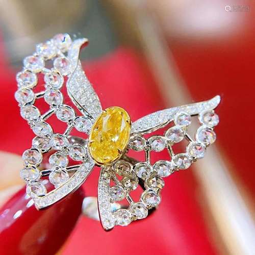 14K White Gold 2.54 CTW Yellow Diamond Ring